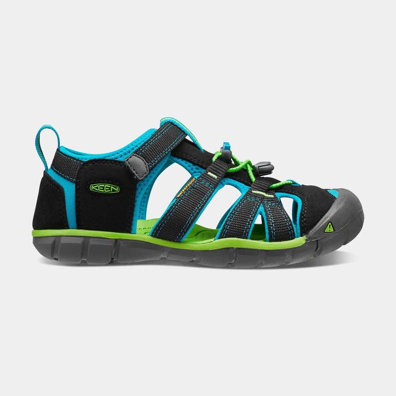 Discount Keen Seacamp II Cnx Kids Sandals Black/Blue (9815-THACB)